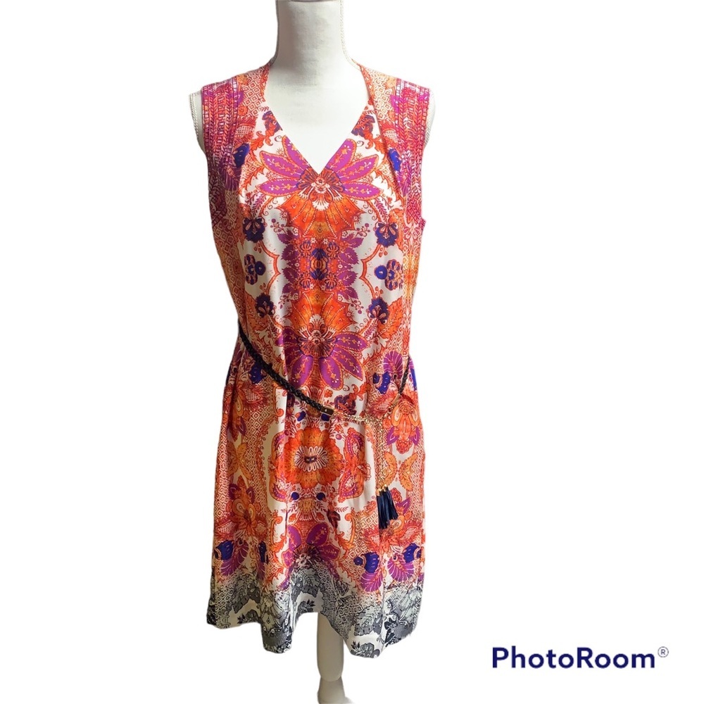 ANTONIO MELANI Multicolor Midi Dress 10 NWOT. Tried on 2X. Perf 4 spring/summer!